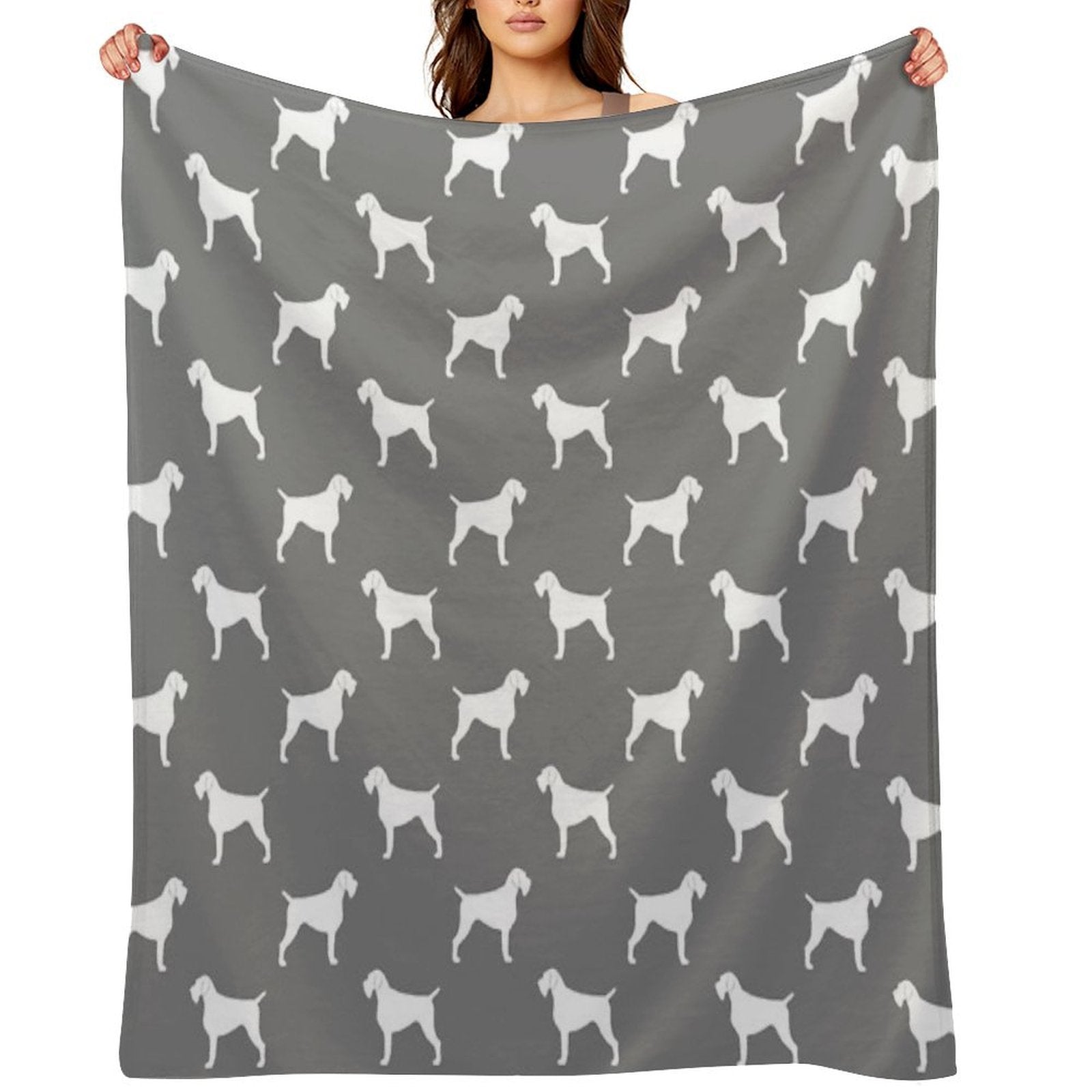 German Wirehaired Pointer Silhouette(s) Easy Care Throw Blanket