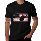 American 4th of July West Virginia WV Vintage Men Women  Wrinkle-resistant T-Shirt