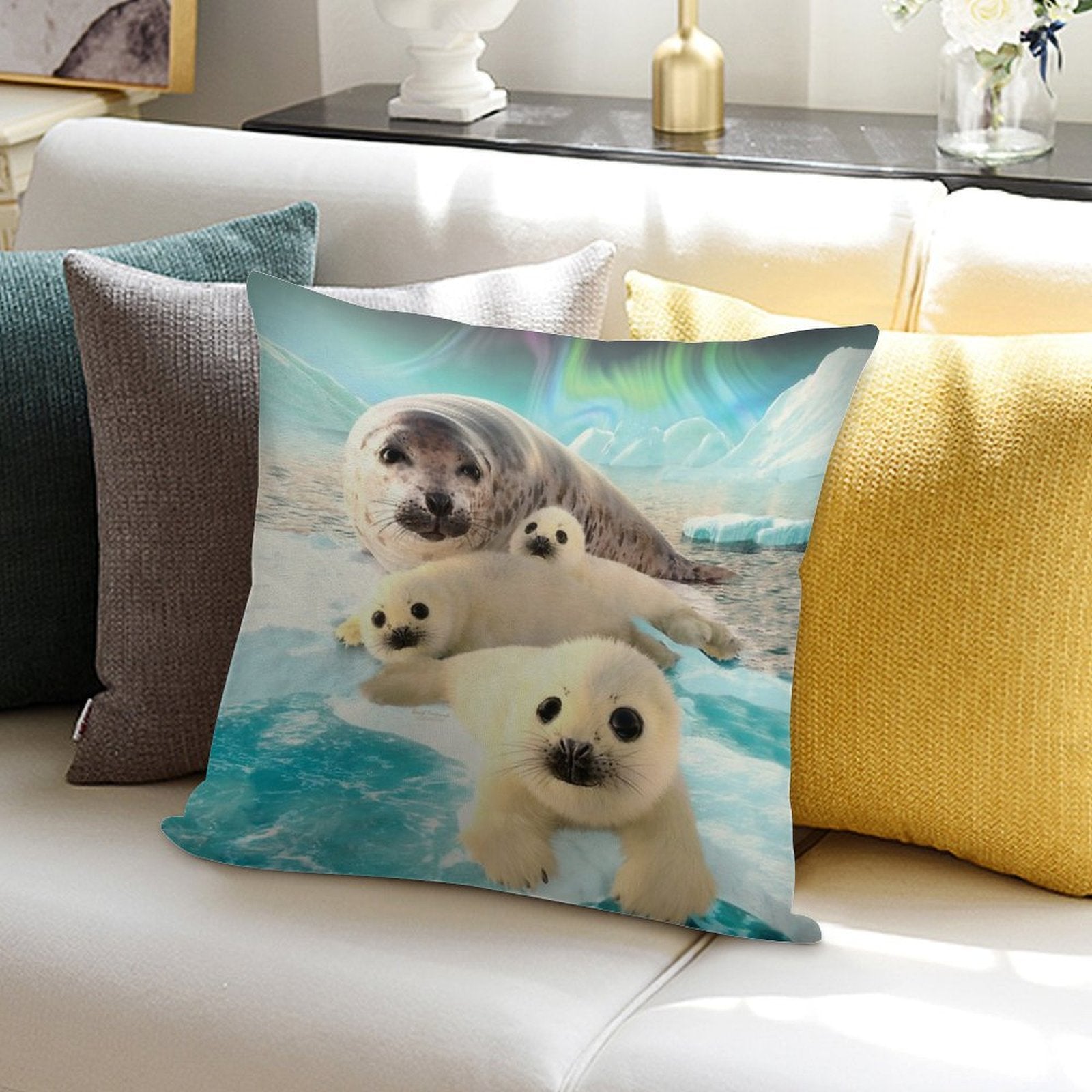 Grey Seals Arctic Soft Anti-Pilling Throw Pillow