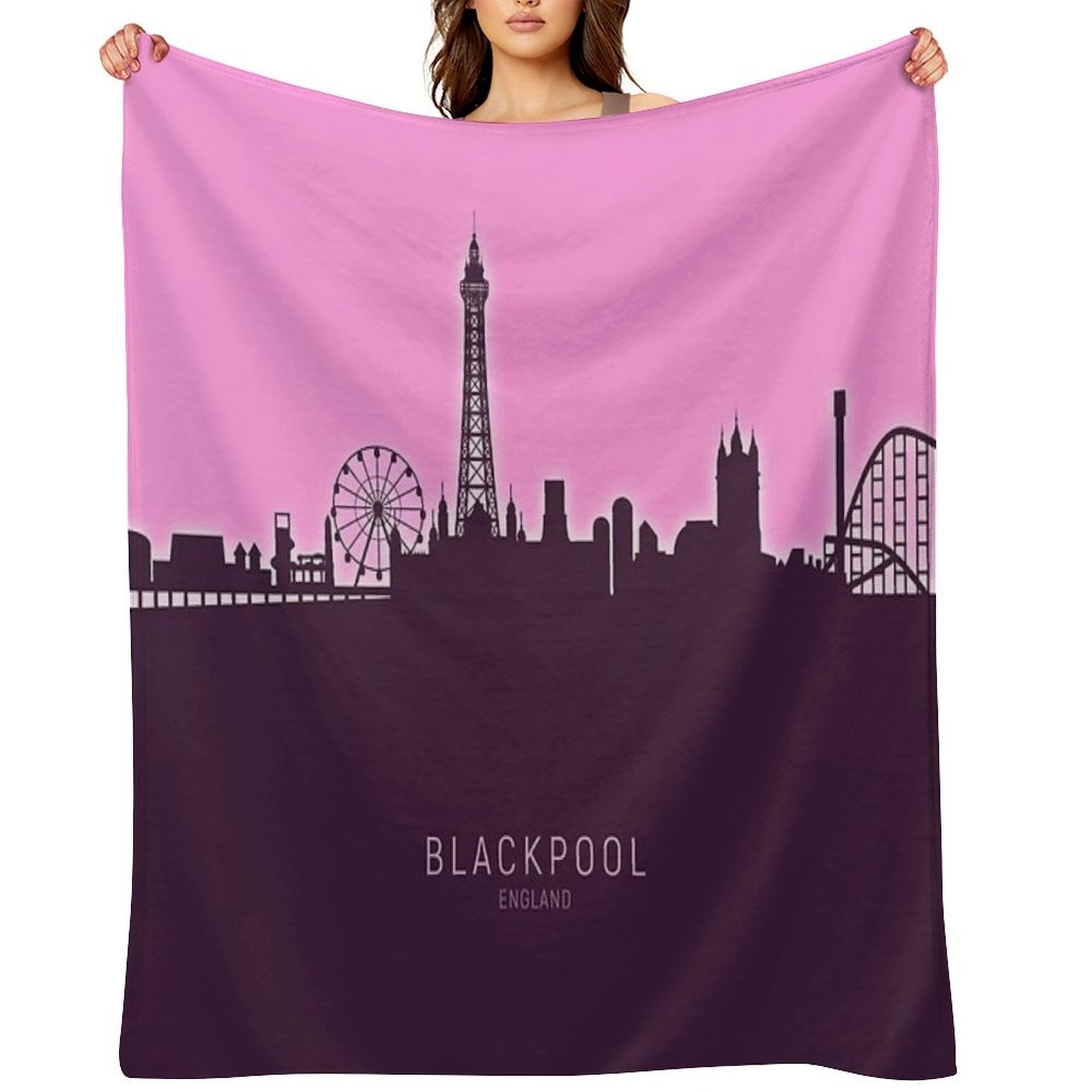 Blackpool England Skyline Machine-washable Throw Blanket
