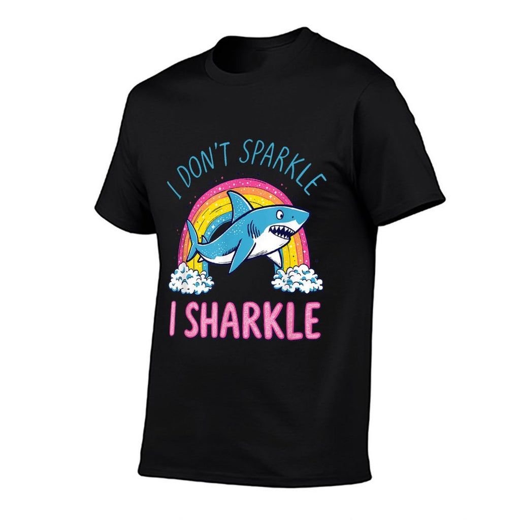 I Dont Sparkle I Sharkle Funny Shark Lovers Pun Rainbow  Wrinkle-resistant T-Shirt