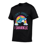 I Dont Sparkle I Sharkle Funny Shark Lovers Pun Rainbow  Wrinkle-resistant T-Shirt