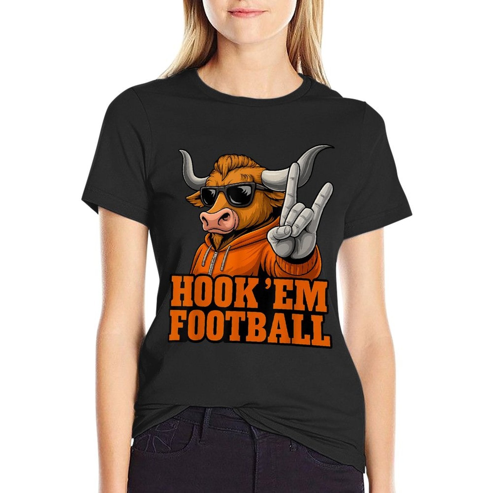 Horn Hand Funny Saying Texas Gift for Men, Women  Kids  Summer-ready Fabric T-Shirt