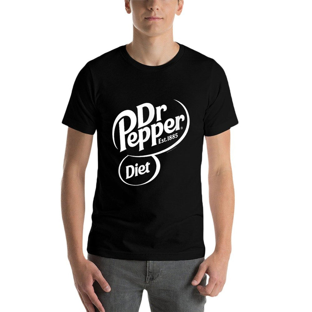 Dr. Pepper Classic Diet Soda Pop Center Logo  Ribbed Collar T-Shirt