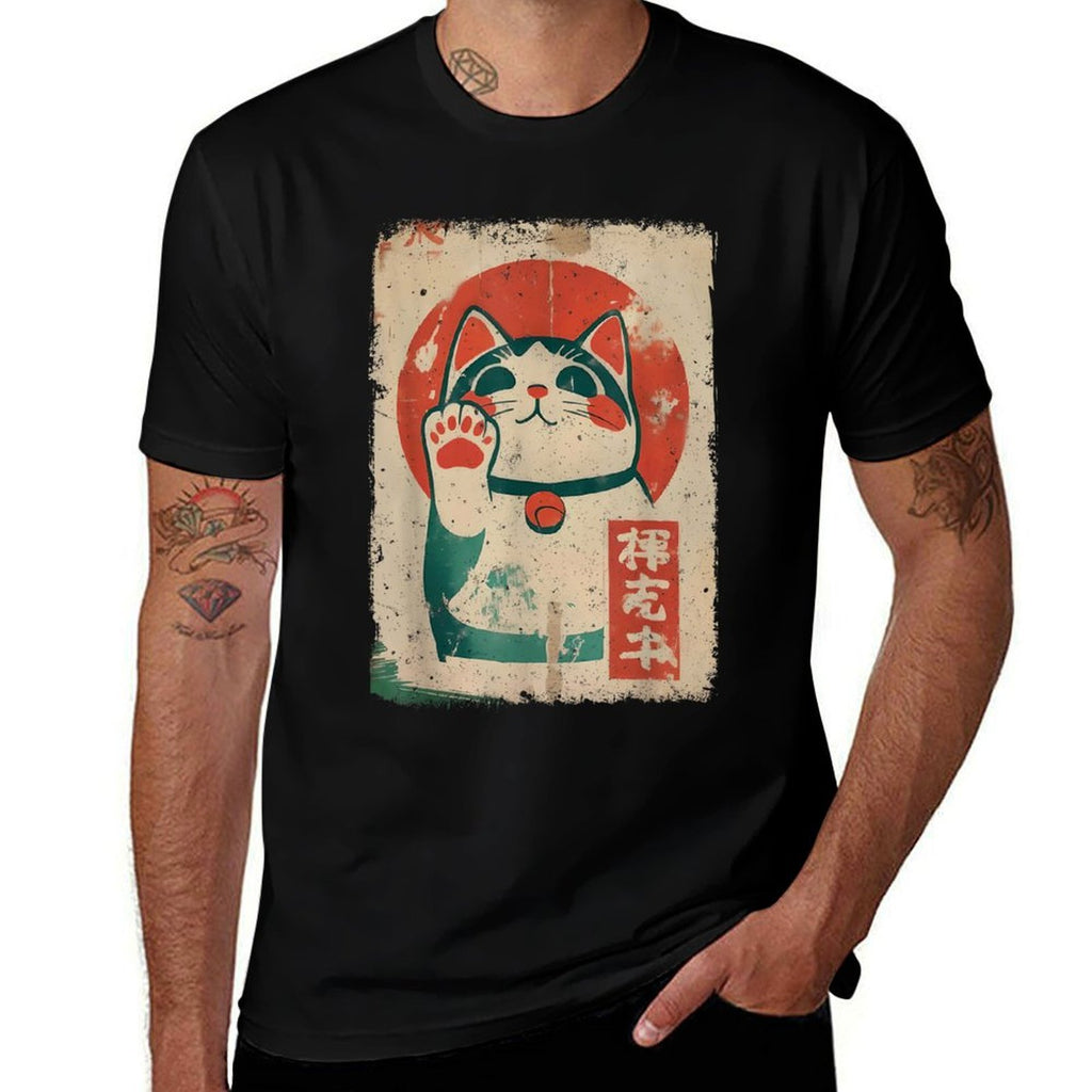 Maneki Cat Japanese Lucky Neko Graphic Kawaii Cats Anime  Affordable Price T-Shirt