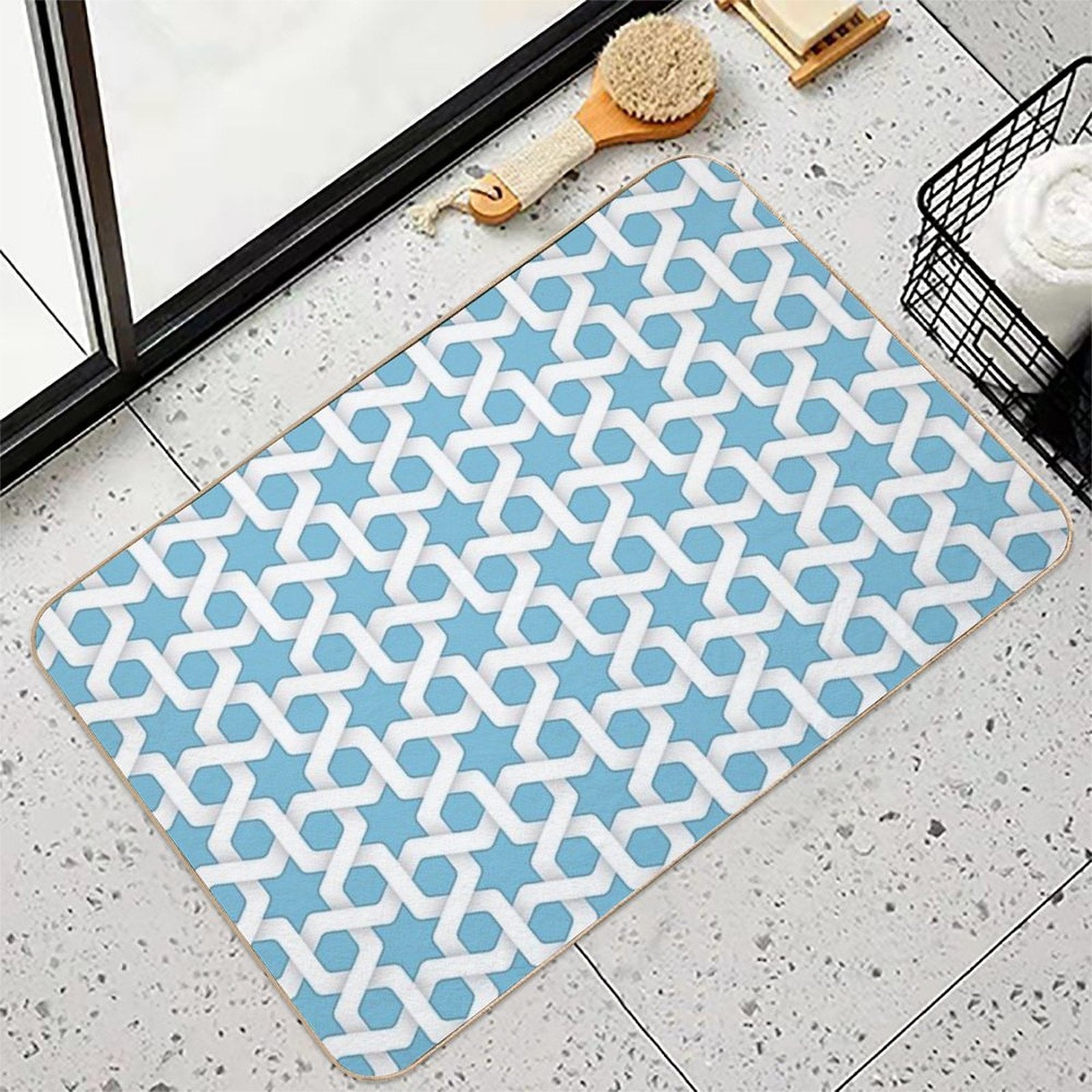 Geometric Pattern  High-Traffic Bath Mat