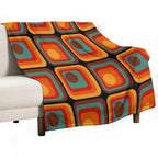 Retro Geometric Gradient Square And Circle Pattern 222 Anti-pilling Throw Blanket