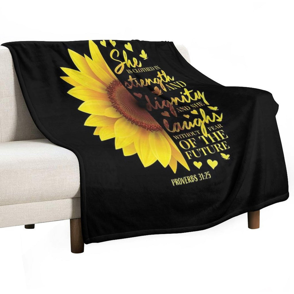 Sunflower Christian Bible Verse Proverbs 31 Travel-friendly Throw Blanket