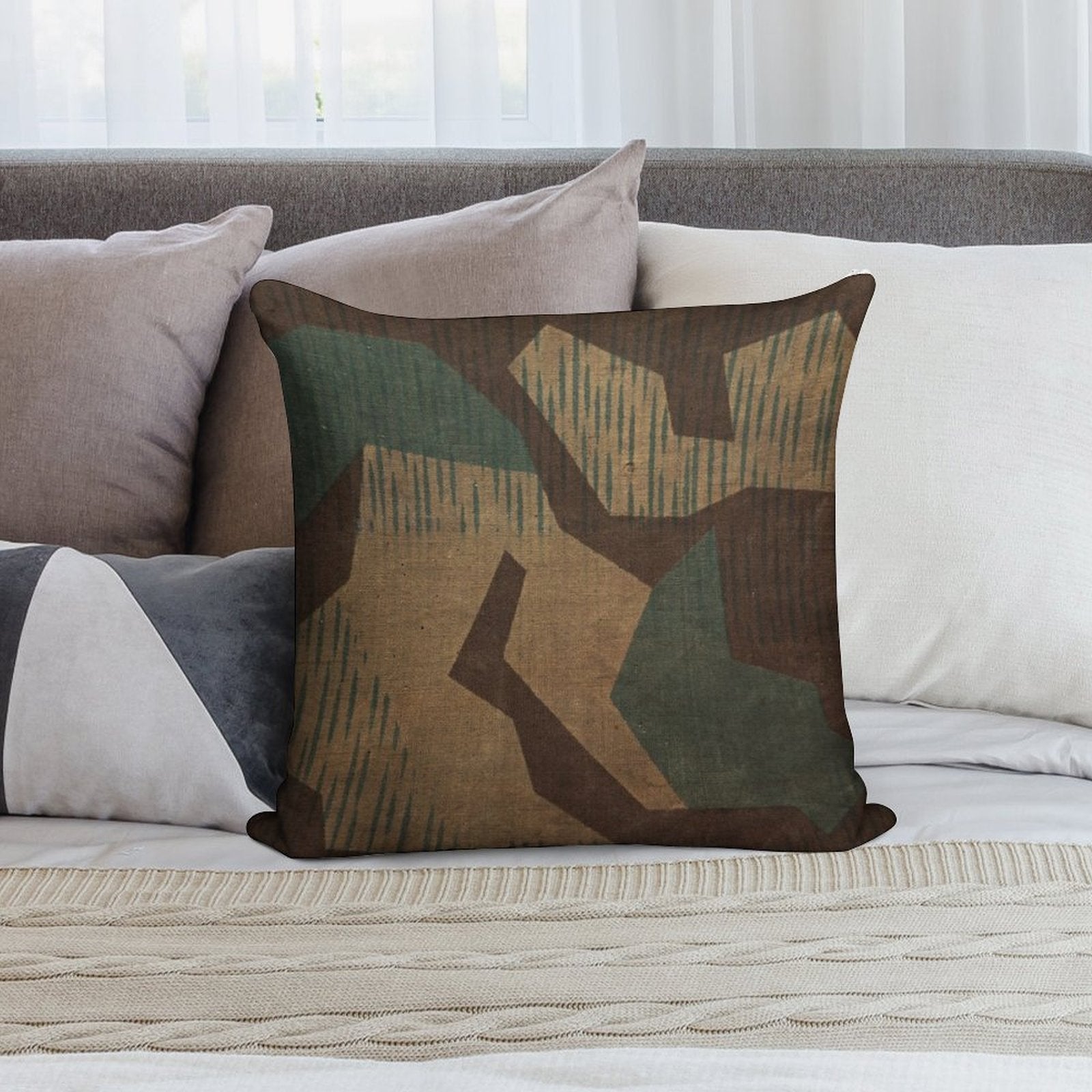 Splintertarn German Ww2 Camouflage (Version 2) Soft Decorative Cover Throw Pillow