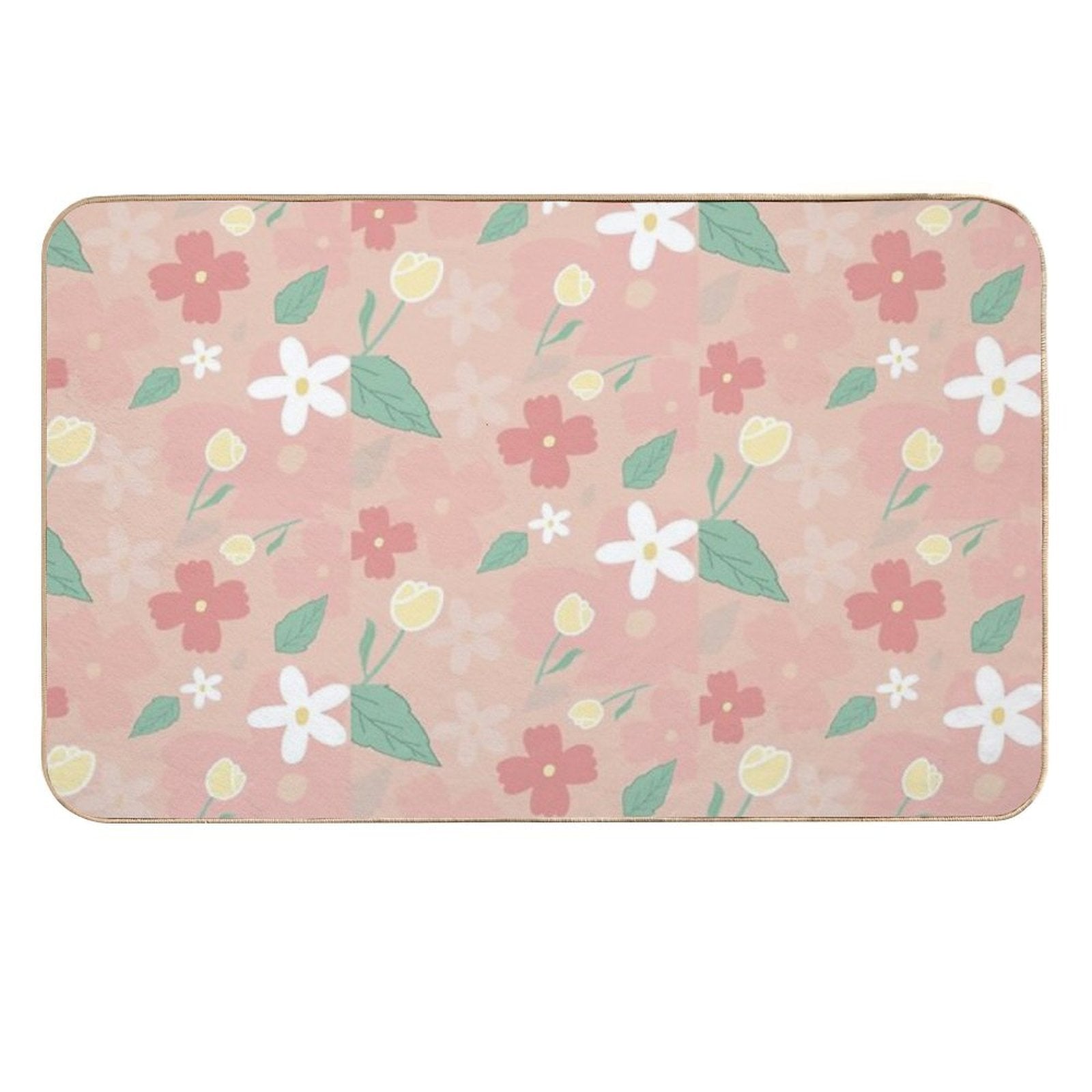 Pink Flowers Durable Bath Mat
