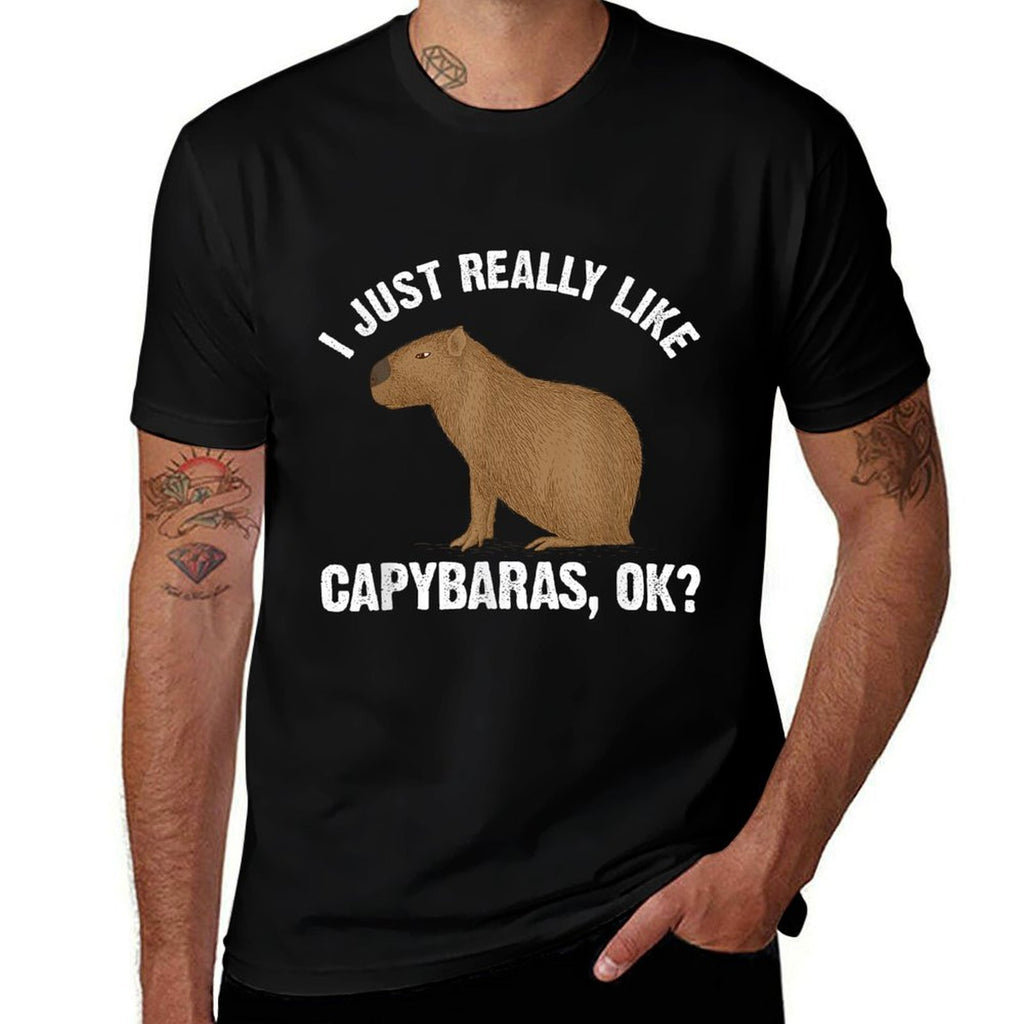 Funny Capybara Art For Men Women Kids Rodent Capybara Lover  Slim-fit Cut T-Shirt