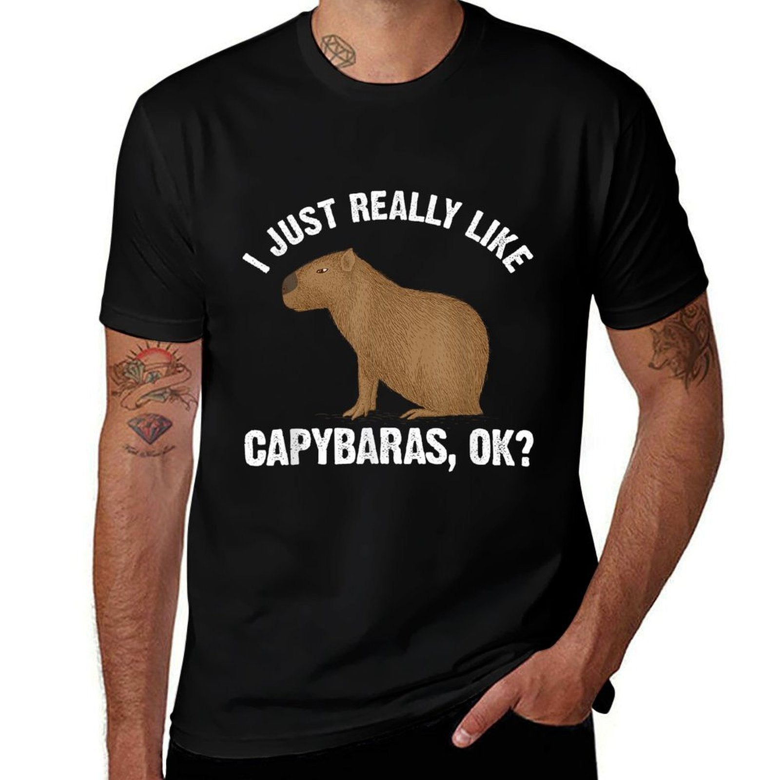 Funny Capybara Art For Men Women Kids Rodent Capybara Lover  Slim-fit Cut T-Shirt
