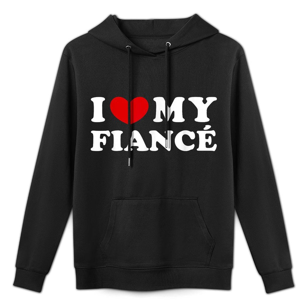 I Love My Fiancé I Heart My Fiancé Kangaroo Pocket Hoodie