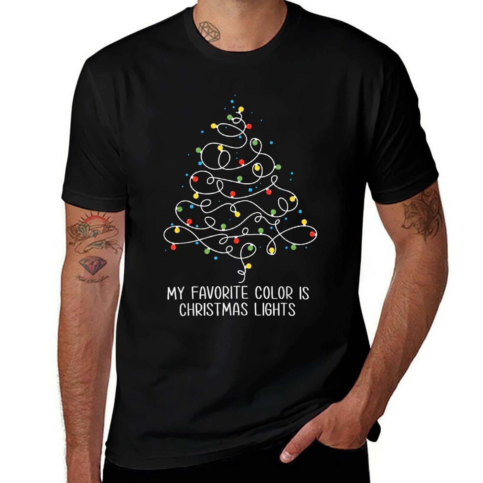 My Favorite Color Is Christmas Lights Funny Xmas Family  Affordable Price T-Shirt
