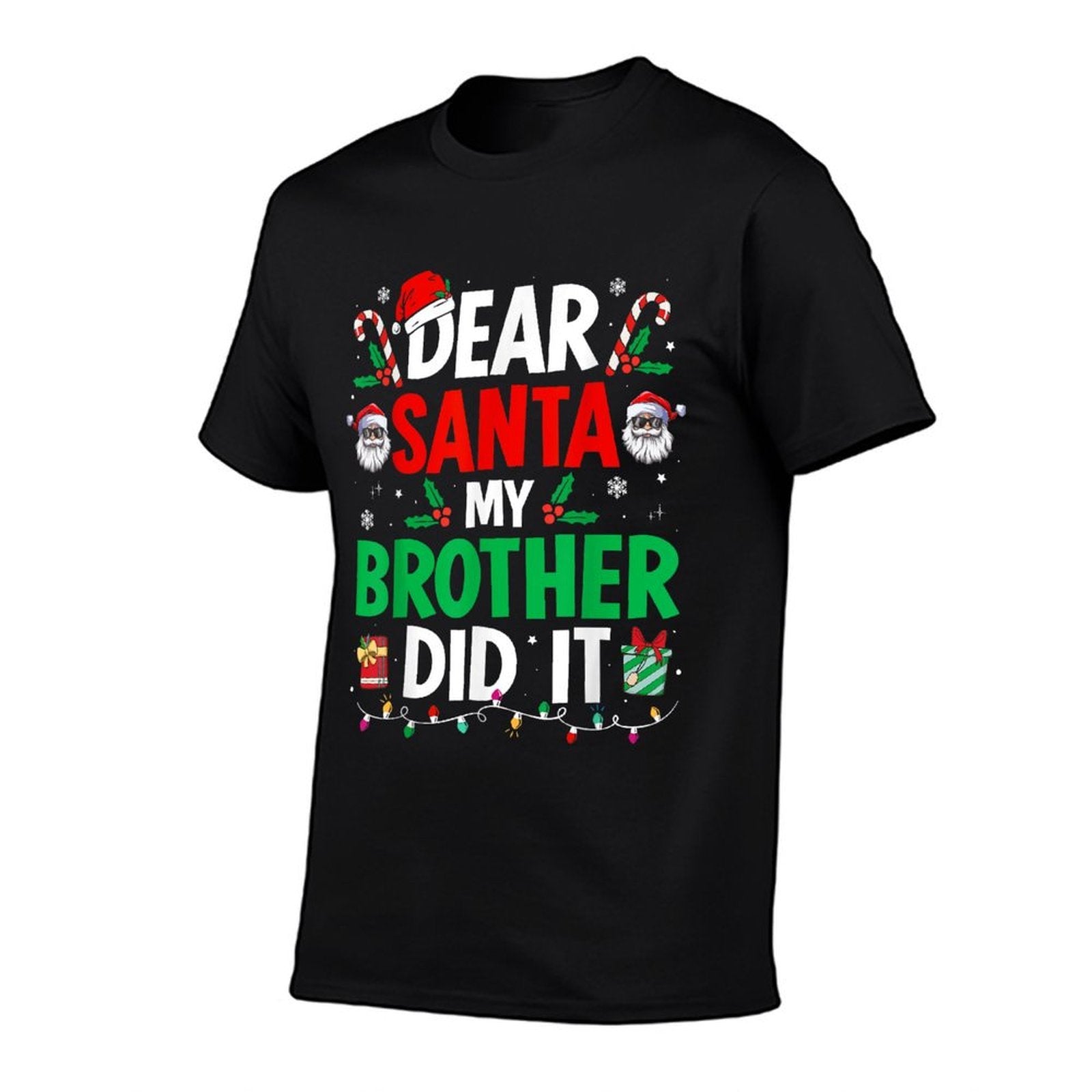 Dear Santa My Brother Did It Funny Christmas Boys Girls Kids  Polyester Blend T-Shirt
