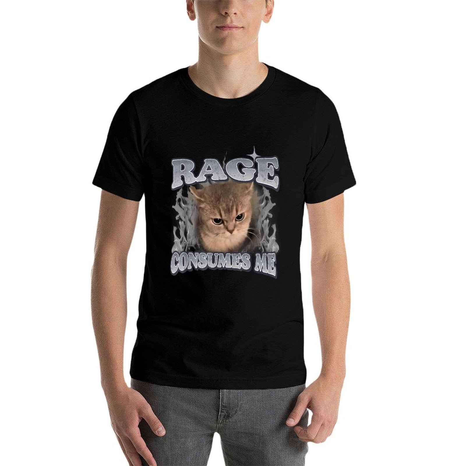 Cat Rage Is Consuming Me Funny Angry Meme Cats Humor Gift  Tagless Design T-Shirt