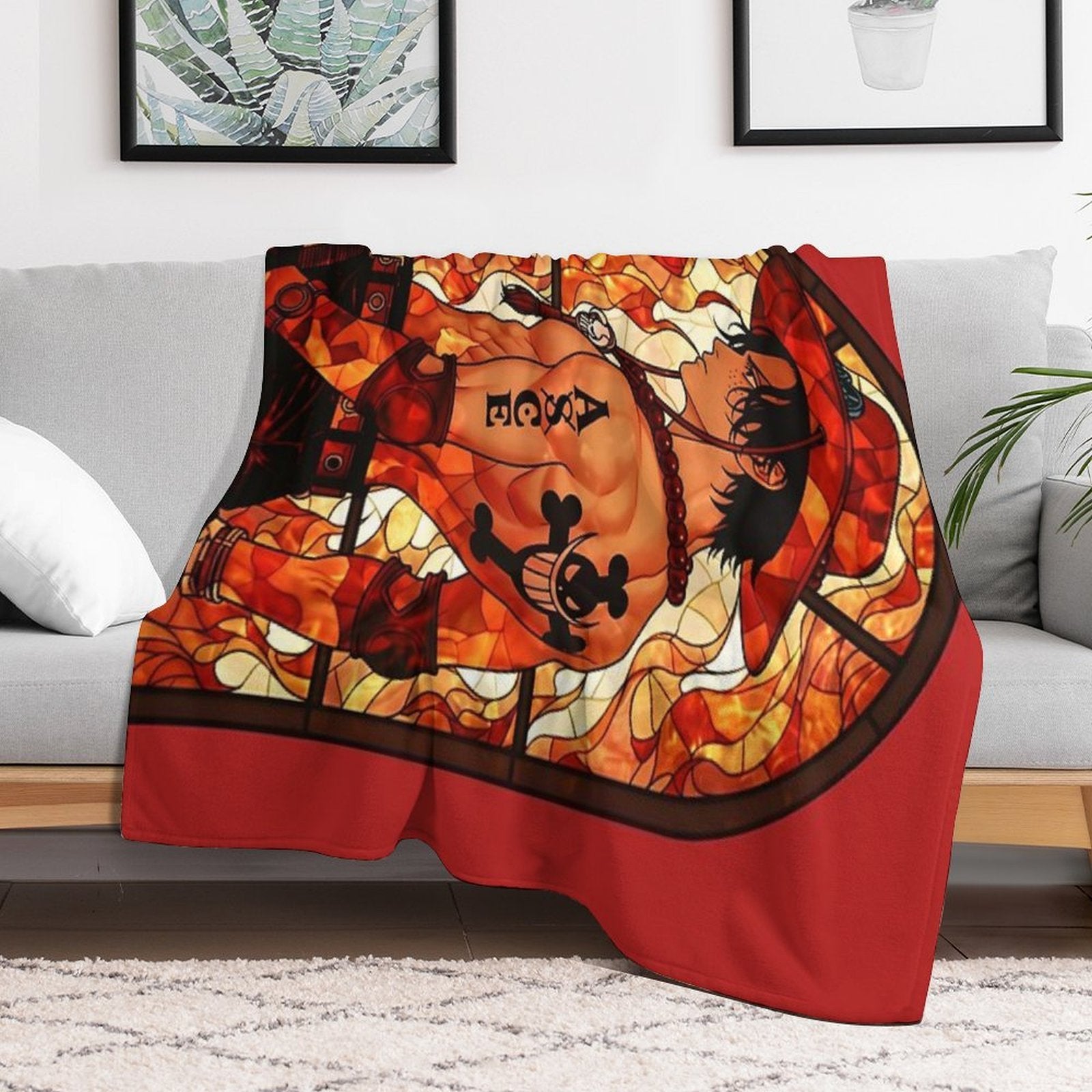Stained Glass Fire Fist All-season Throw Blanket