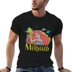 Disney The Little Mermaid Ariel & Flounder Vintage Sunset  Trendy Pattern T-Shirt