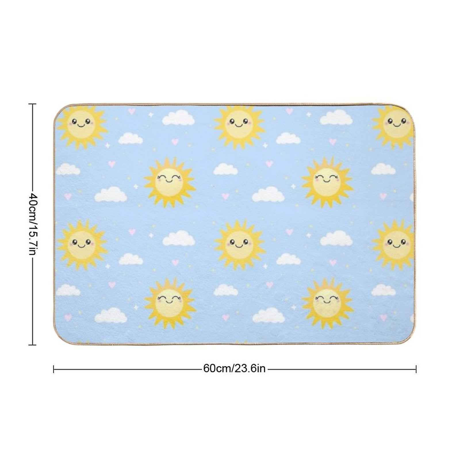 Happy Sun Pattern - Cute Kawaii Summer Sunshine  Eco-Friendly Bath Mat