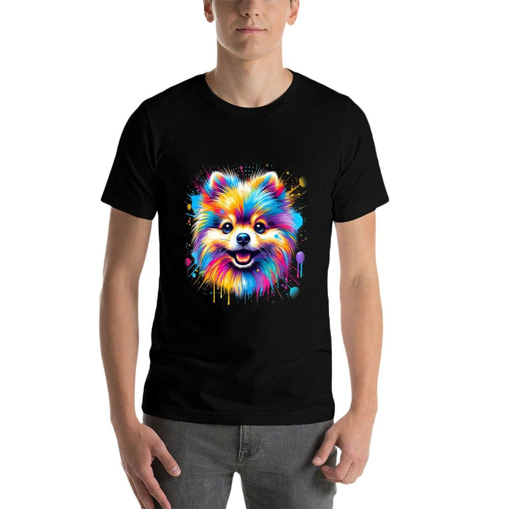 Colorful Pomeranian Splash Art Pom Puppy Dog Lover  Stretchy T-Shirt