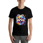 Colorful Pomeranian Splash Art Pom Puppy Dog Lover  Stretchy T-Shirt