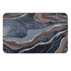 Navy Blue Brown Marble Agate Silver Glam #1 (Photo of Glitter Only - Not Reflective)  Pet-Safe Bath Mat