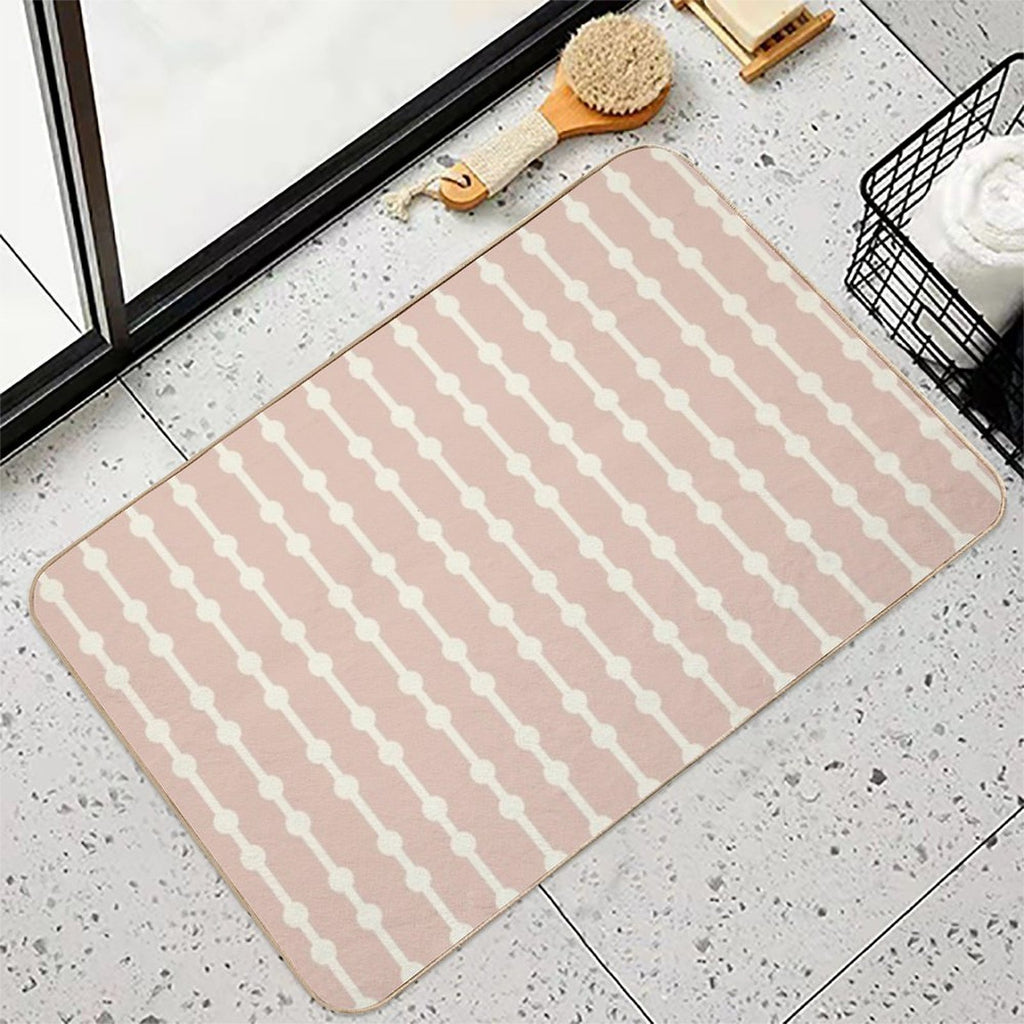 Soft Pink Beige with Cream Lines – Minimalist Neutral Striped Pattern  Slip-Resistant Bath Mat