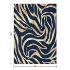 Elegant Navy Blue Gold Zebra Print Wrinkle-free Throw Blanket