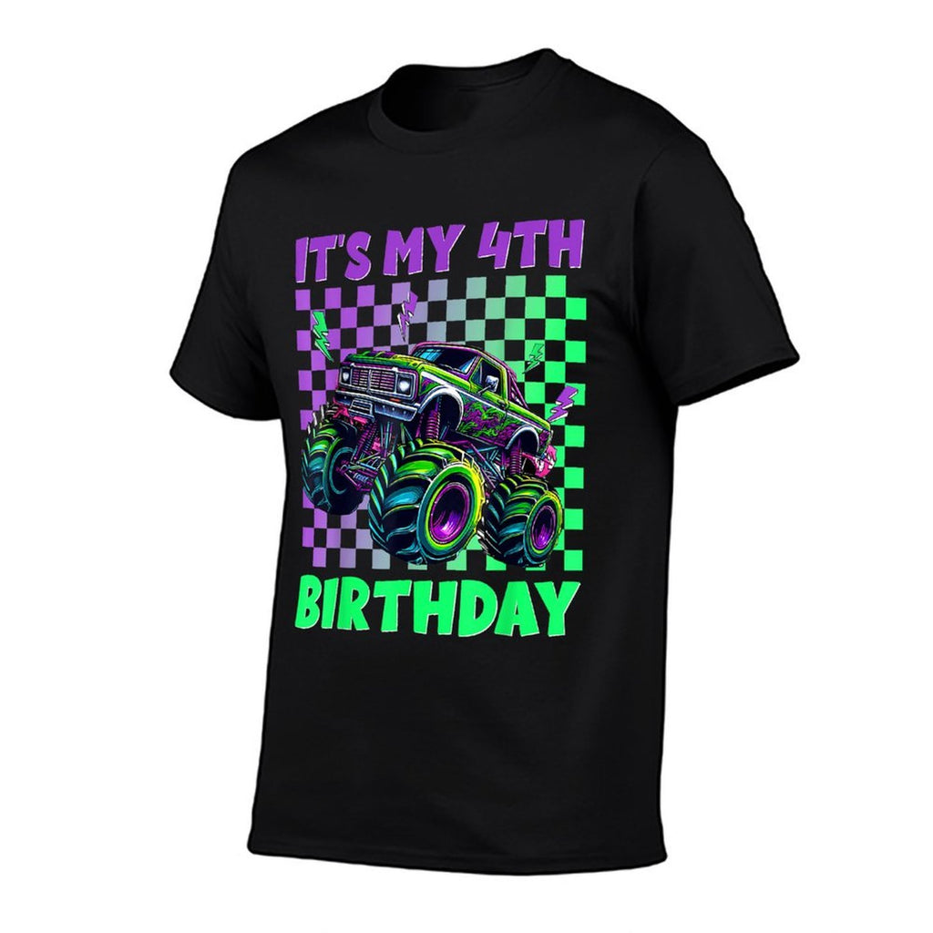 Funny Its My 4th Birthday Boy Monster Truck Boys Girls Kids  Relaxed-fit T-Shirt