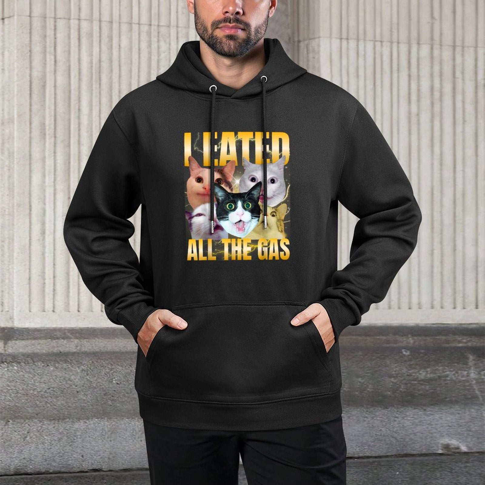 I Eated All The Gas Funny Cat Meme Silly Cat Bootleg Unisex Design Hoodie