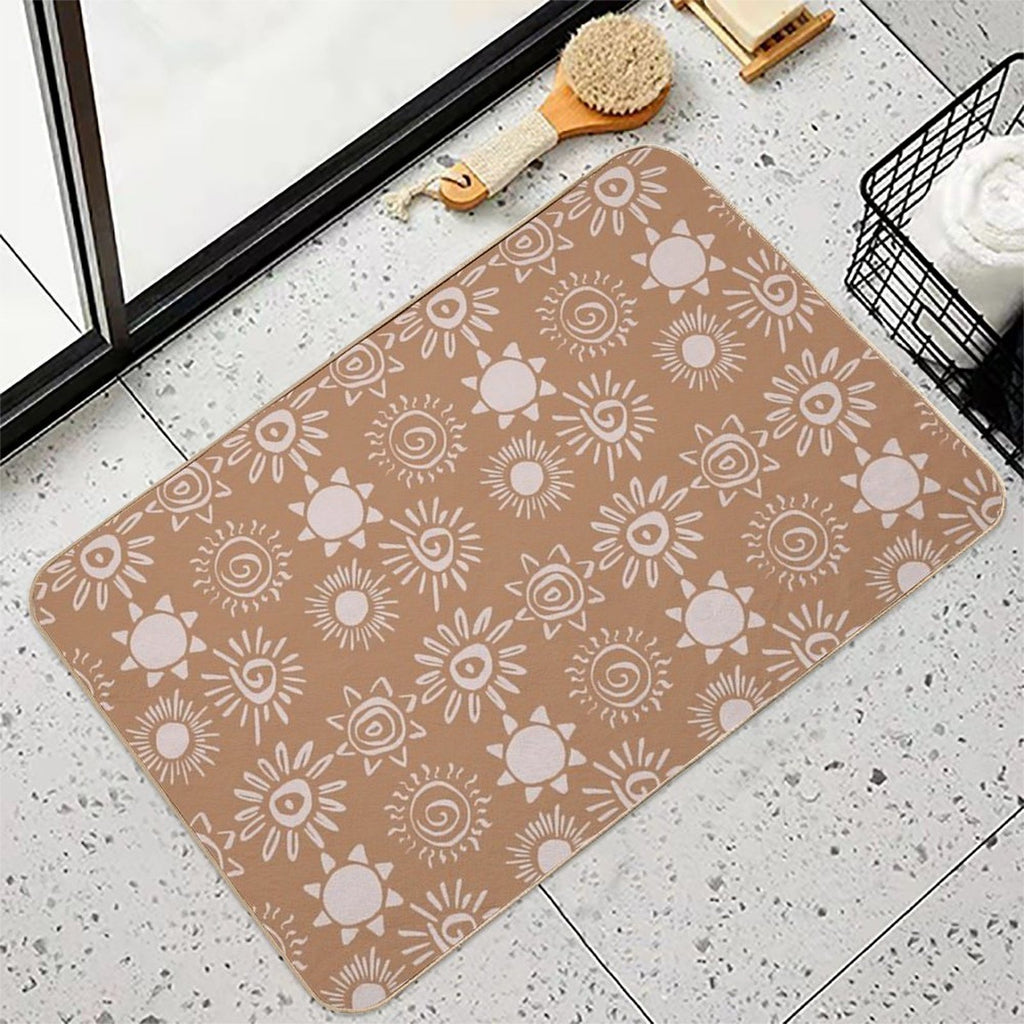 Magical Sun Bohemian Dreamy Aesthetic In Muted Colors Caramel Durable Bath Mat
