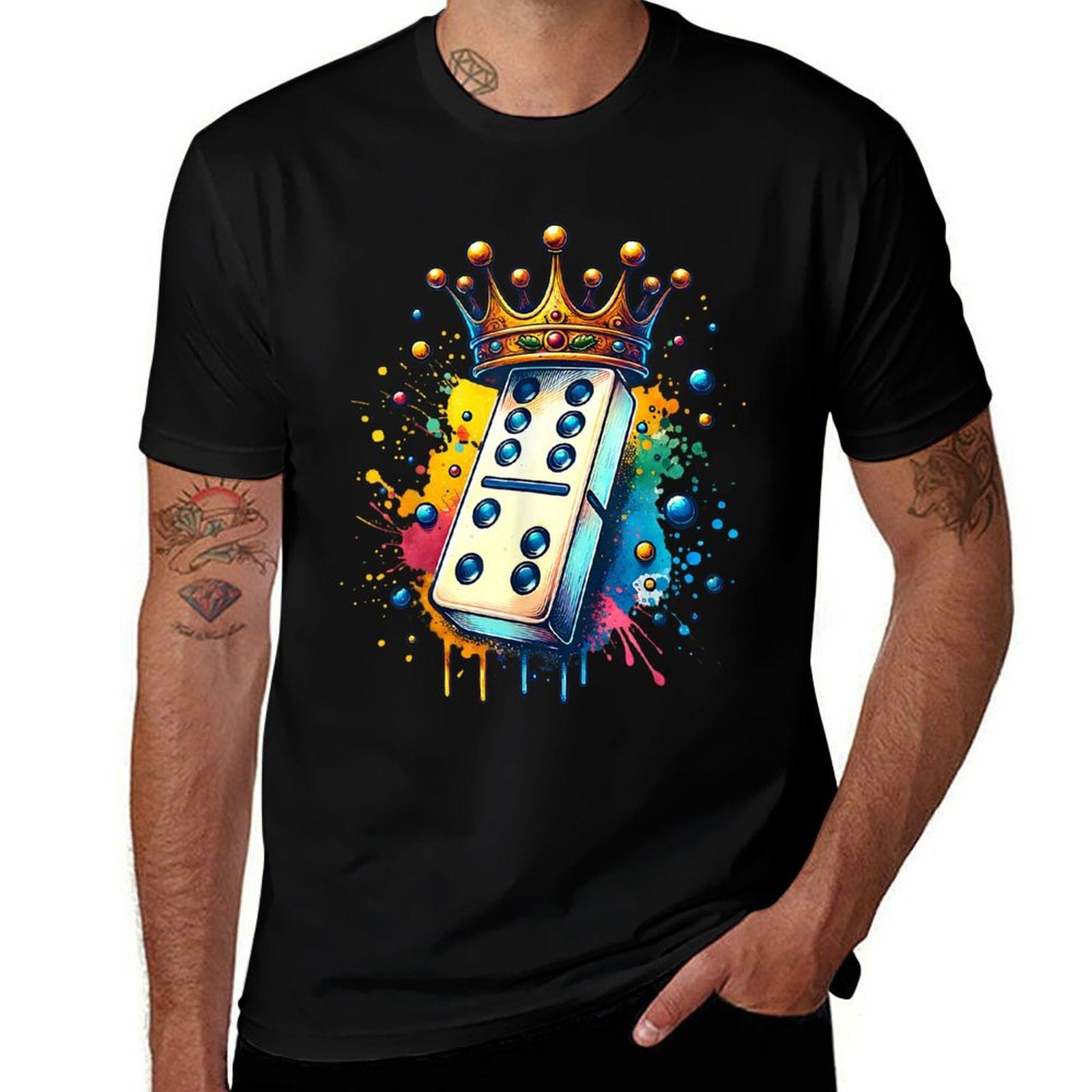 Funny Dominoes King  Board Game Domino Lover Domino Player  Summer-ready Fabric T-Shirt