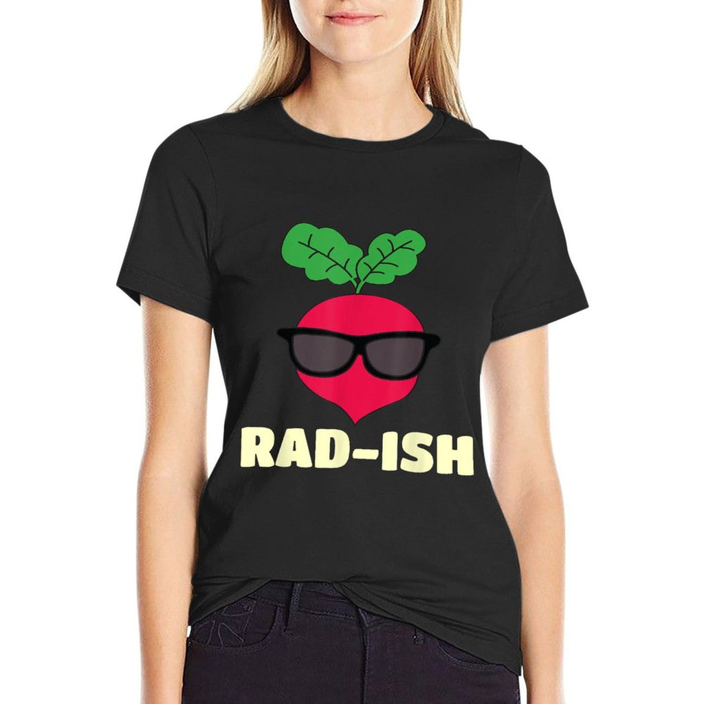 Radish Vegetable Vegetarian Vegan Food Rad-ish Funny Cool Radish with Sunglass Food Pun Unisex-Adults And Kids  Fade-proof Color T-Shirt
