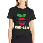 Radish Vegetable Vegetarian Vegan Food Rad-ish Funny Cool Radish with Sunglass Food Pun Unisex-Adults And Kids  Fade-proof Color T-Shirt