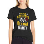 Dart Gift Underestimate Never An Old Darts Player  Oversized Silhouette T-Shirt
