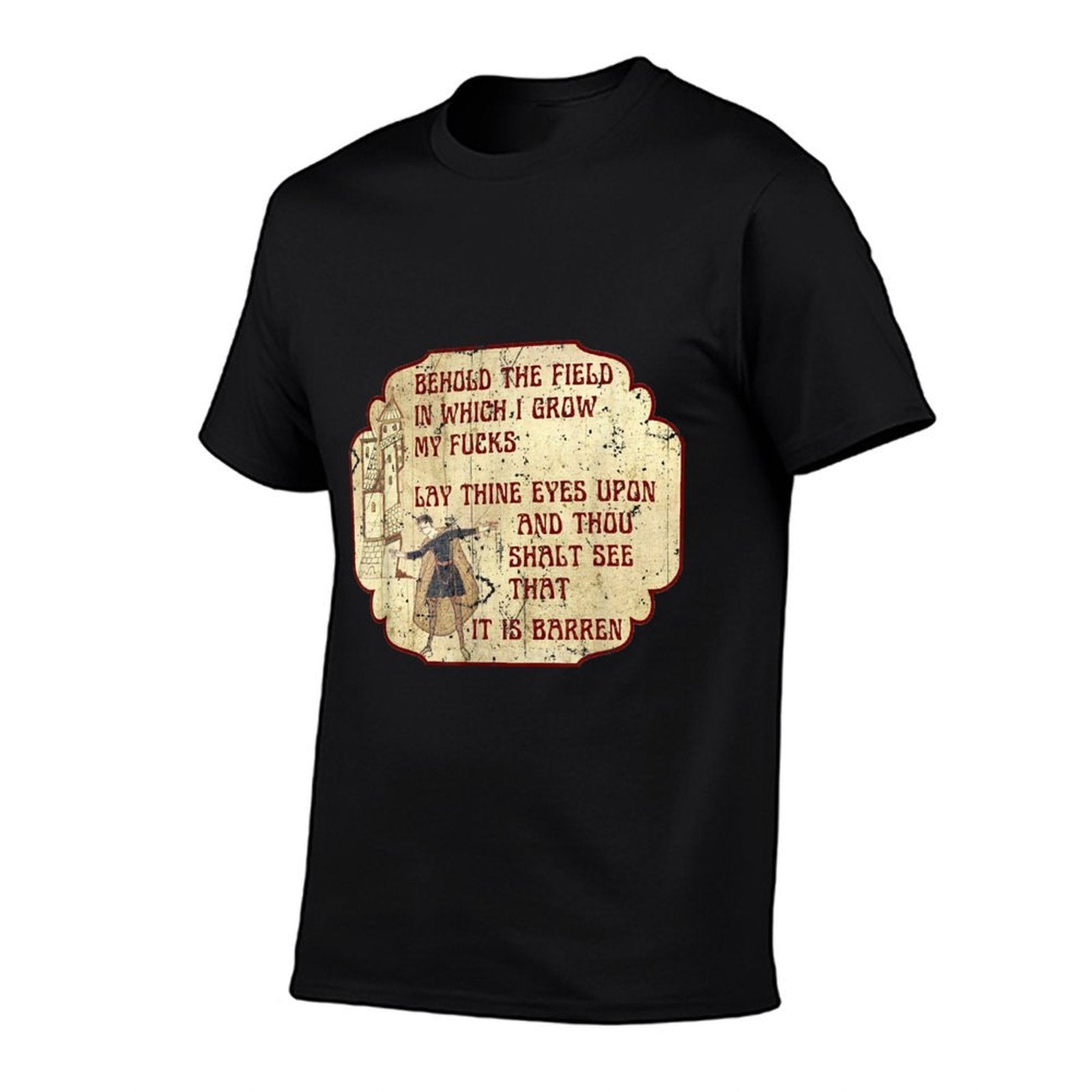 Vintage Behold The Field, Funny Medieval Meme Gift  Ribbed Collar T-Shirt