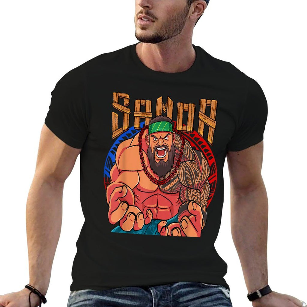 Samoan Pride Polynesian Warrior Samoa  Rolled Sleeves T-Shirt