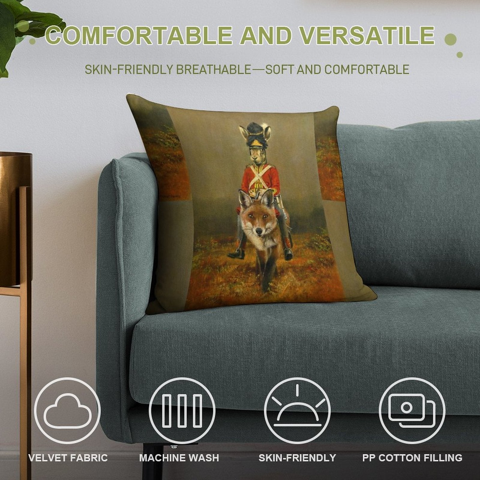 Hare And Fox Cavalry Soft Home Decor Throw Pillow