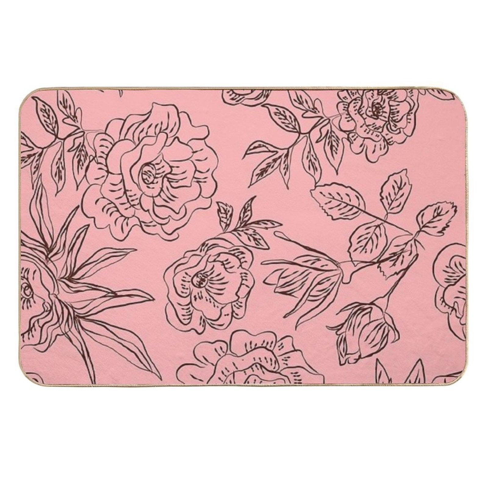 Roses on A Pink Background  Pet-Safe Bath Mat
