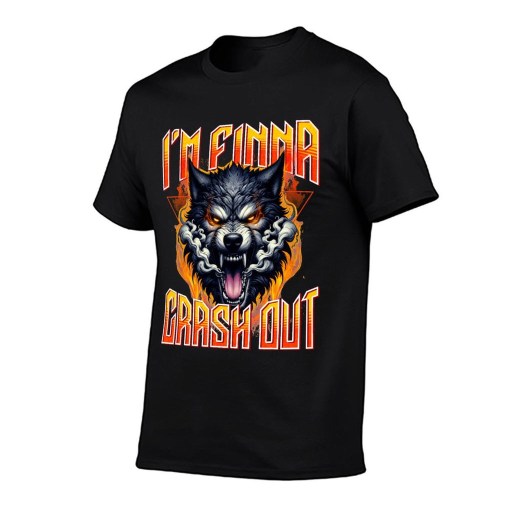 Im Finna Crash Out Ironic Meme Sigma Brainrot Quote  Rolled Sleeves T-Shirt