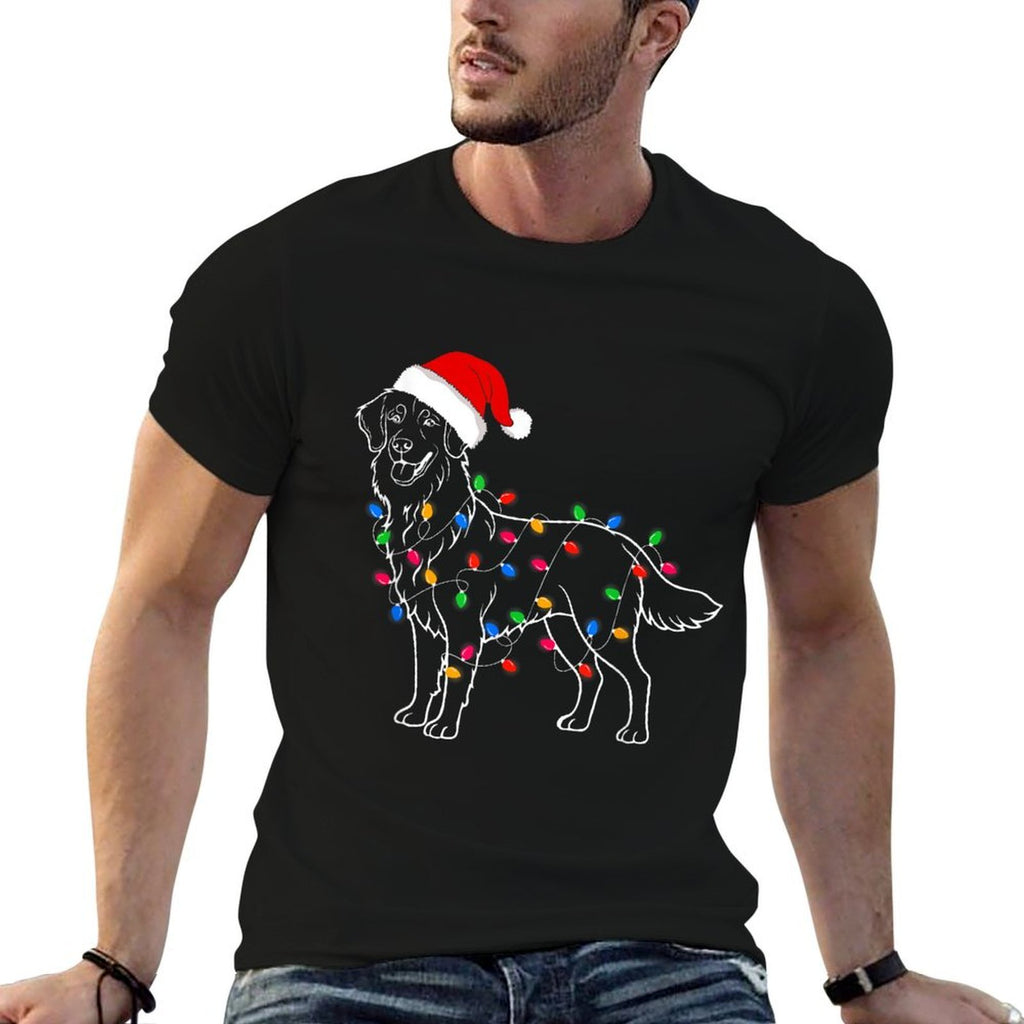 Golden Retriever Dog Christmas Lights Santa Xmas Dog Lover for Men Women Kids  High-quality Stitching T-Shirt
