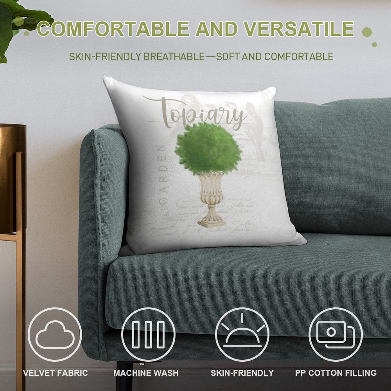 Topiary #2 Soft Reinforced Edging Throw Pillow