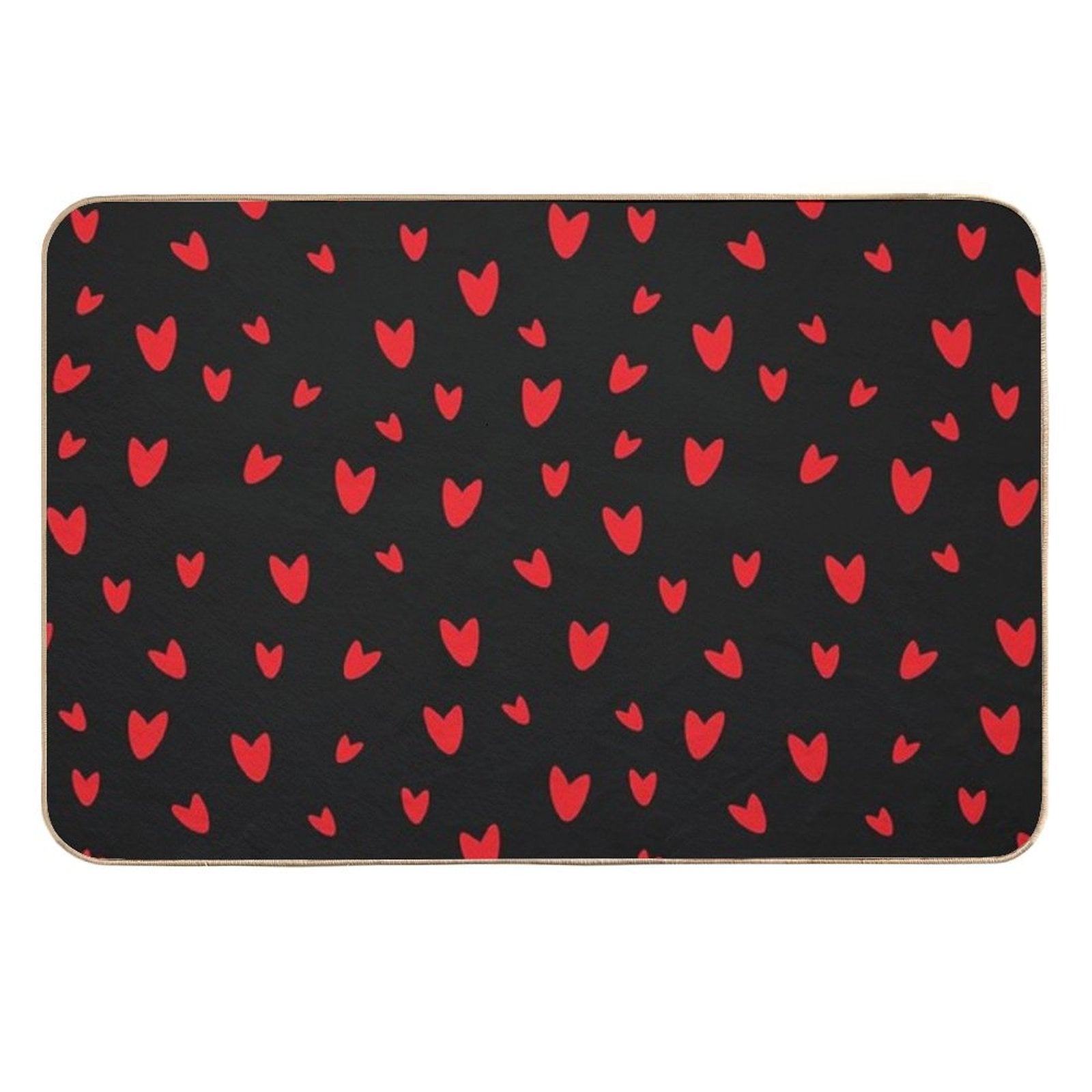 Hearts on Black Background Durable Bath Mat