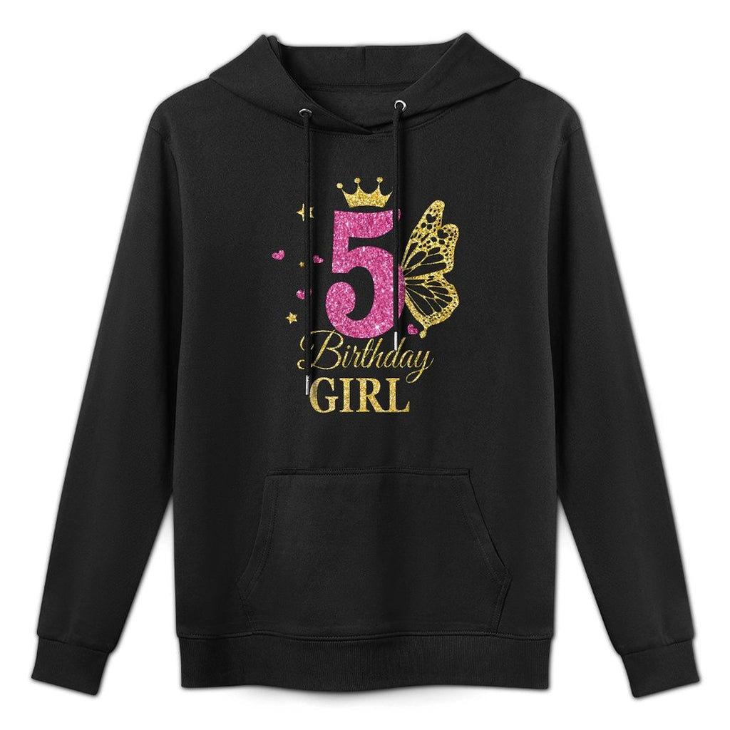 Kids Five Year Old Birthday Girl 5th 5 Year Old Princess Colorfast Hoodie