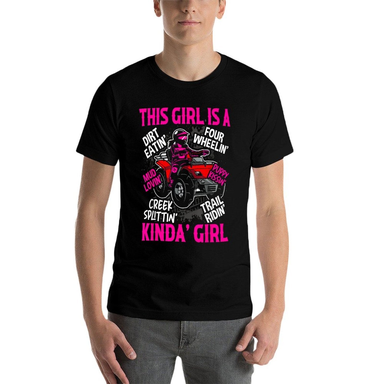 Girl Off-Road Racing Four-Wheeler 4x4 Wheel Quad Bike Racer  Graphic-printed T-Shirt