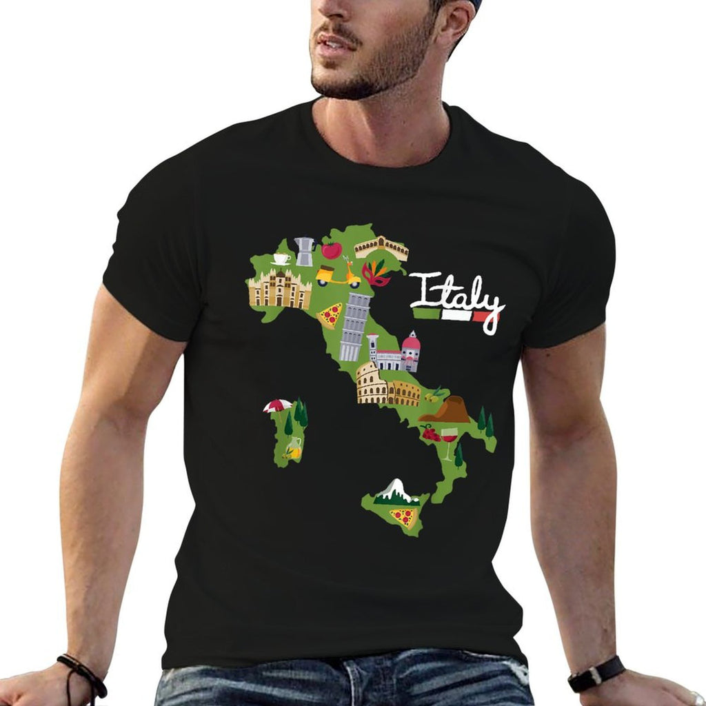 Italy Travel Map Italia Pride Souvenir Vacation  Lightweight T-Shirt