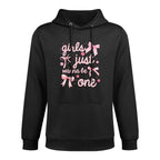 Girls Just Wanna Be One 1st Birthday Girl Coquette Bow Breathable Fabric Hoodie