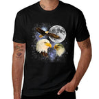 Three Bald Eagle Moon Meme Funny American Bird Eagles Lover  Eco-friendly Material T-Shirt