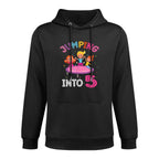 Jumping Into 5 Year Old Birthday Trampoline 5th Party Layering Staple Hoodie