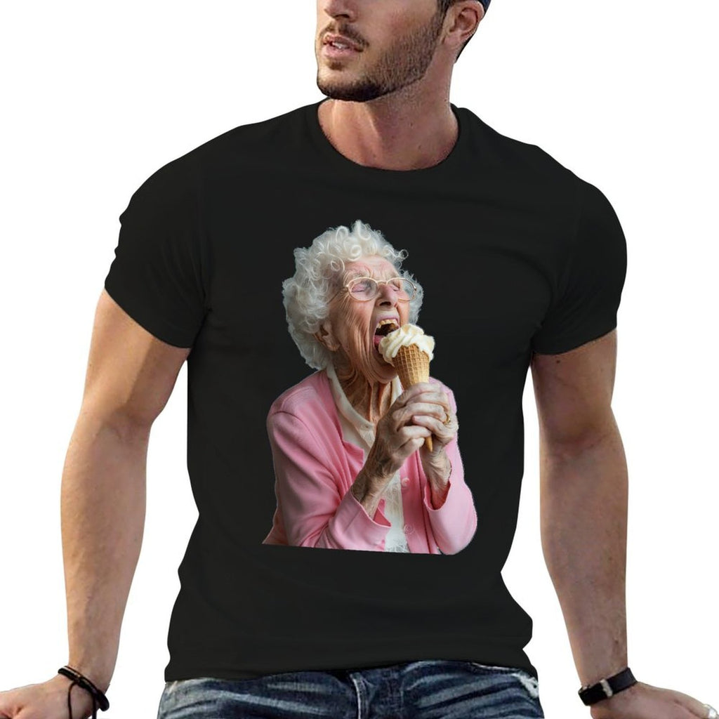Embarrassing Old Ladies Meme Grandma Grandmother Grandma Licking Ice Cream  Polyester Blend T-Shirt
